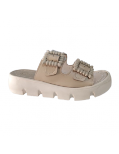 Mule plateforme beige à...