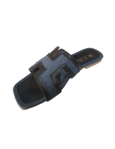 Sandale plate denim & cuir... 2