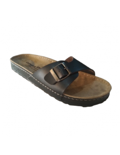 Sandales confort homme – Noires à bride unique avec boucle réglable