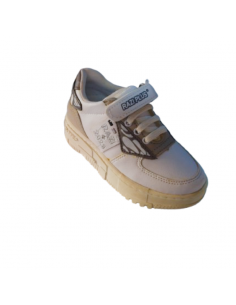 Baskets blanches et beiges garçon avec scratch et lacets